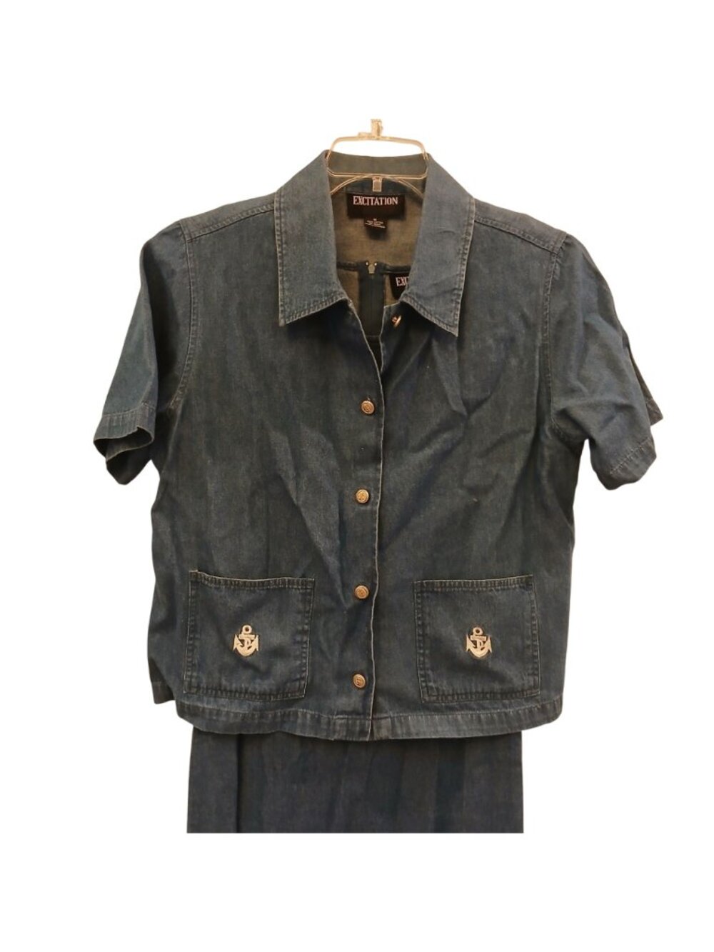 Excitation Womens Sz M Denim 2-Pc Set Sleeveless Back Zipper Dress w/ Jacket C17 - Picture 3 of 12